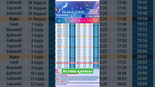 Ораза кестесі 2023 Рамадан 2023 Астана смотреть онлайн