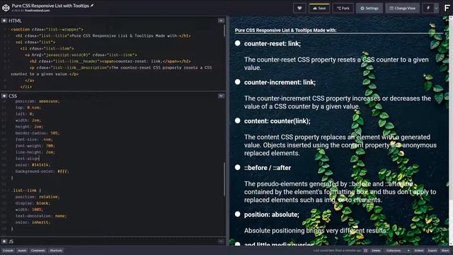 CSS Responsive List with Tooltips смотреть онлайн