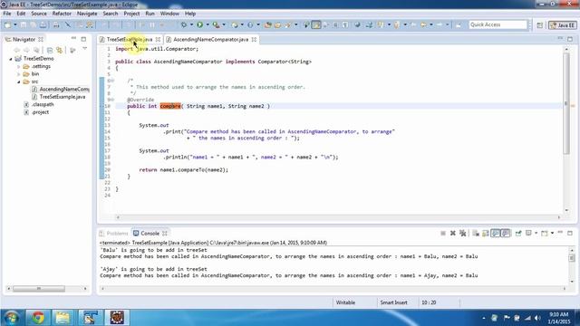 TreeSet (How to arrange the names in ascending order using Comparator?) смотреть онлайн