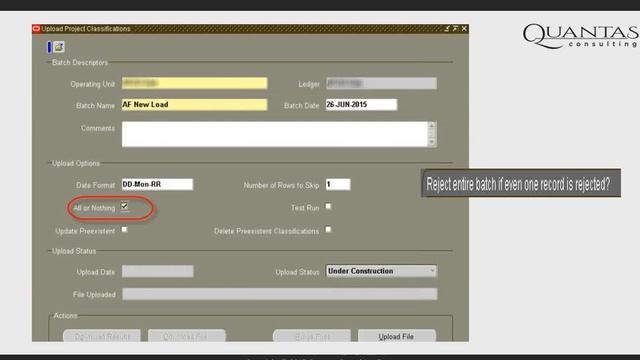 Quantas Classification Upload - Oracle Projects Classifications смотреть онлайн