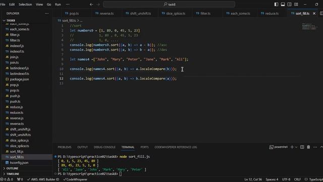 Sort & Fill Function Typescript смотреть онлайн
