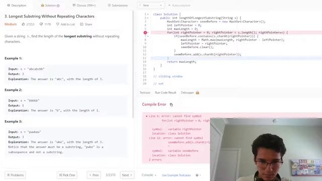 Grind 75 - Longest Substring Without Repeating Characters - Java Attempt смотреть онлайн