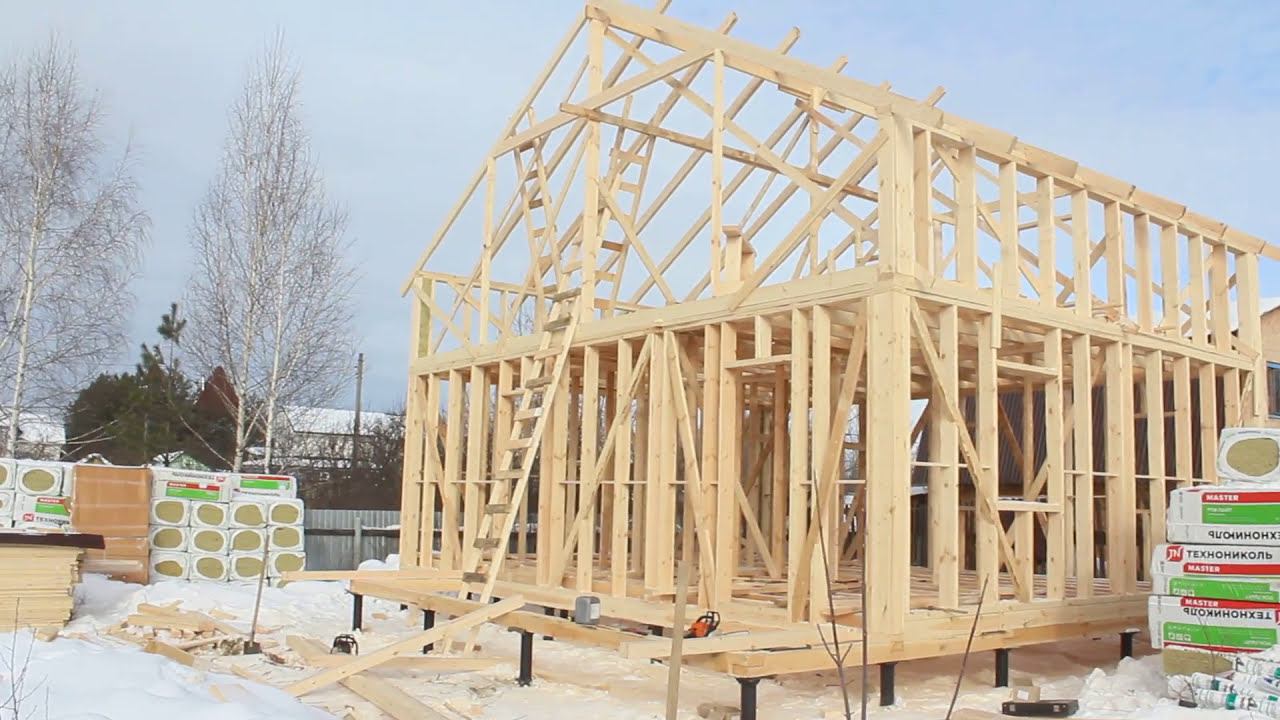 Каркас дома / Завершающая стадия монтажа / Ход строительства смотреть онлайн