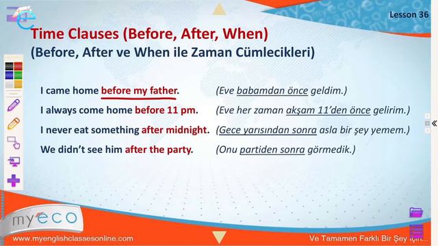 Elementary Lesson 36: Time Clauses (Before, After, When)┃MyECO смотреть онлайн