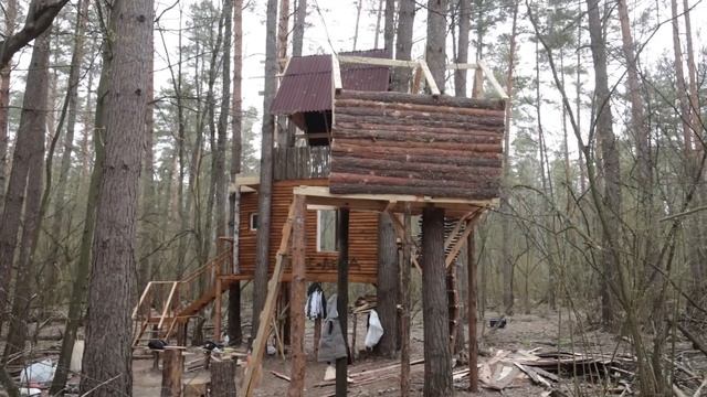 ДОМ В ЛЕСУ - ГИГАНТСКИЙ ДОМ НА ДЕРЕВЕ 17 ч - выживание смотреть онлайн