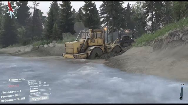 SPINTIRES Прохождение #21 карта широкая река - Автопоезд из лесовозов смотреть онлайн