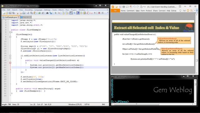 Java Swing GUI Part#23:JList Event Handling using ListSelectionListener interface+ListSelectionEven смотреть онлайн