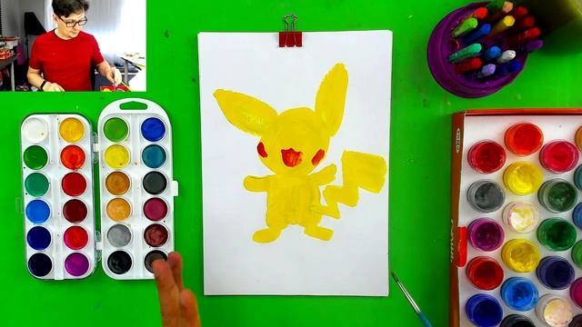 Как нарисовать Пикачу покемона красками смотреть онлайн