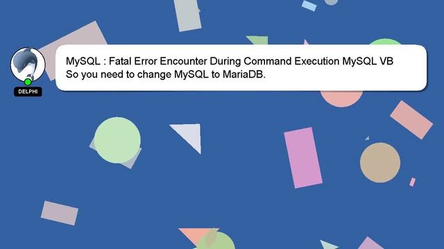 MySQL : Fatal Error Encounter During Command Execution MySQL VB смотреть онлайн