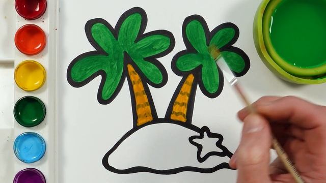 Island with Palm Trees Drawing, Painting, Coloring for Kids and Toddlers | Learn to Draw with Me смотреть онлайн