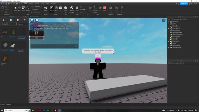 Roblox Studio Ragdoll On Touch Script смотреть онлайн