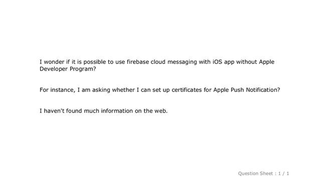 iOS : Is it possible to use Firebase Cloud Messaging in iOS app without Apple Developer Program? смотреть онлайн