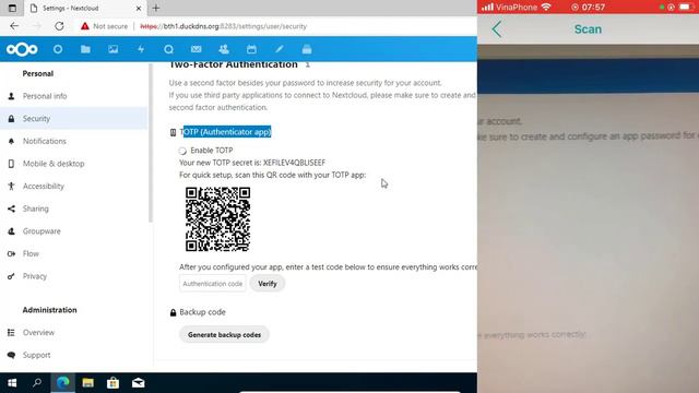 Как использовать двухфакторную аутентификацию для Nextcloud смотреть онлайн