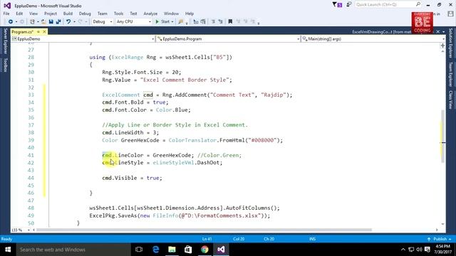 How to Apply Line/Border Style in Excel Comment using EPPlus [English]-Part 13(E) смотреть онлайн
