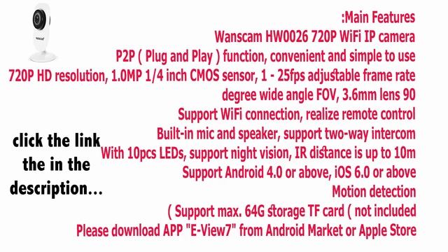 Wanscam HW0026 HD 720P IR IP Onvif 2.1 P2P Wifi Security Camera смотреть онлайн