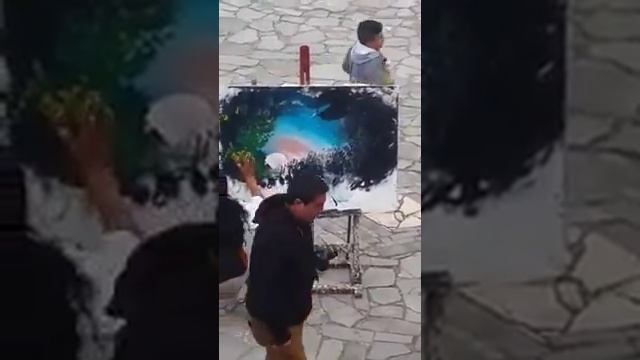 Рисование пальцами "Закат в лесу" смотреть онлайн