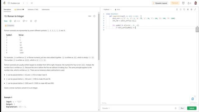 LeetCode | Task "13. Roman to Integer" | Python solution смотреть онлайн