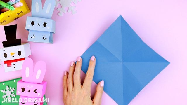 Оригами Зайчик и Снеговик из бумаги | Игрушка Антистресс Новый год | Origami Paper Rabbit & Snowman смотреть онлайн