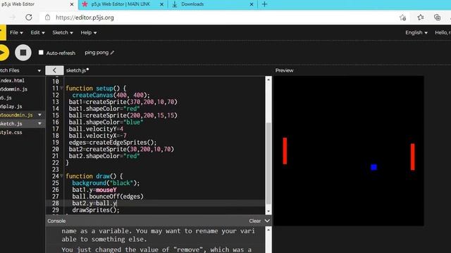 How to make ping pong ball game on p5.js смотреть онлайн