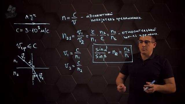 Преломление света, закон преломления света, полное внутреннее отражение. 8 класс. смотреть онлайн