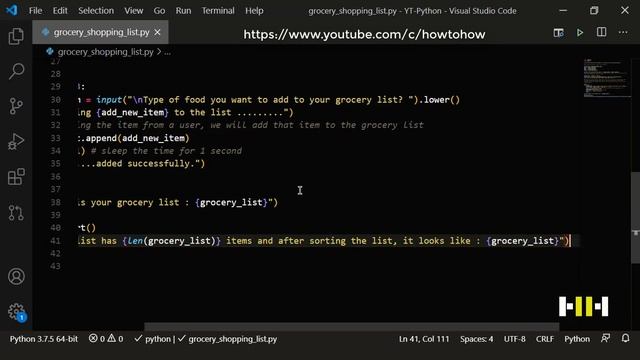 Beginners Python Programming | Grocery Shopping List | Project Base Python Tutorials | Project 11 смотреть онлайн