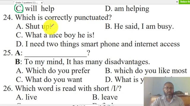 2nd semester Review English questions for grade 7 students смотреть онлайн
