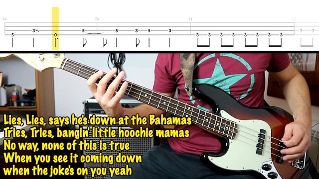 The Offspring - Original Prankster /// BASS LINE [Play Along Tabs + Lyrics] смотреть онлайн