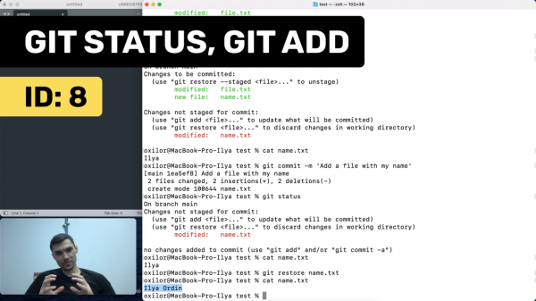 Как добавить файл в репозиторий git (git status, git add)