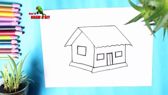 Simple House Drawing ✅ How to Draw a House step by step Easy смотреть онлайн
