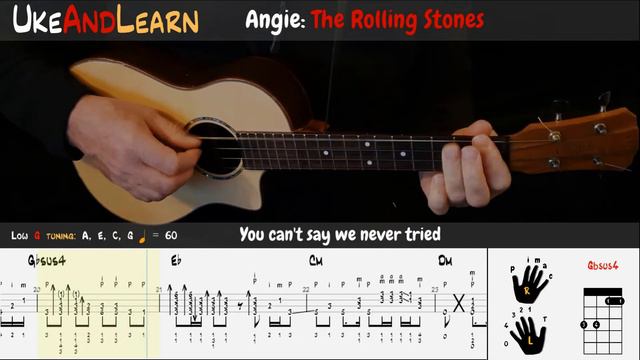 Angie: UKULELE FINGERSTYLE TUTORIAL W/ LYRICS, SLOW PLAYTHROUGH & FREE PDFs смотреть онлайн