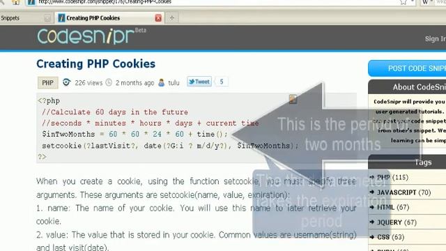 PHP tutorial :set cookie смотреть онлайн