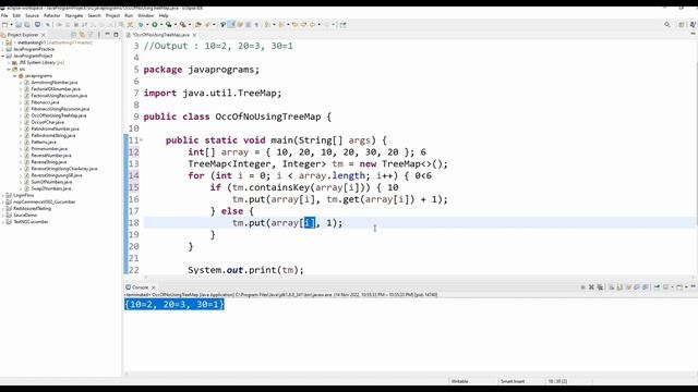 How to find occurrence of numbers in integer array using Tree Map | Java Programs | TreeMap смотреть онлайн