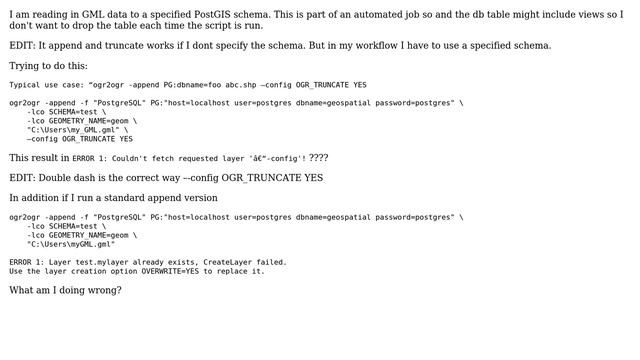 GIS: ogr2ogr cannot append of truncate PostGIS table смотреть онлайн