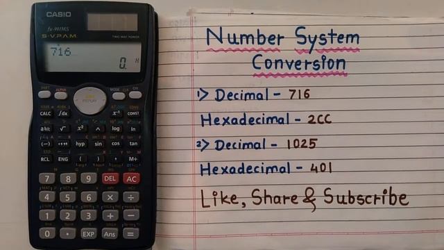 How to convert decimal number to hexadecimal number on casio fx-991ms calculator | Number Conversio смотреть онлайн