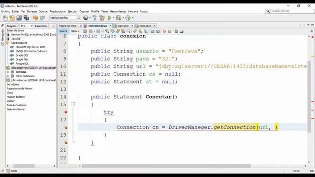 Login de usuario desde java a sql server смотреть онлайн