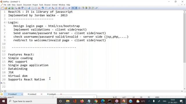 REACT JS tutorials || Demo - 3 || by Mr. Swamy Naidu On 21-06-2021 @9:30AM IST смотреть онлайн