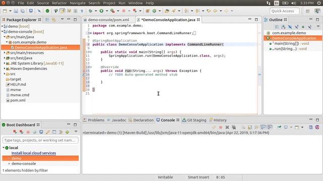 Demo Creating a Console App using Spring Starter Project in Spring Tool Suite смотреть онлайн