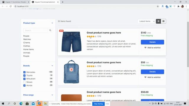 Angular 11 Ecommerce Template Free – Product Listing Page List View смотреть онлайн