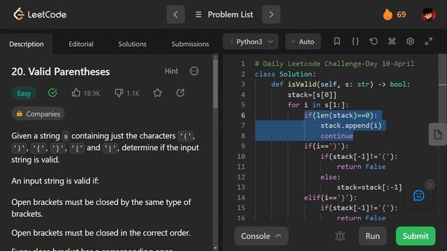 Daily Leetcode Challenge | HINDI | Day 10 | Valid Parentheses смотреть онлайн