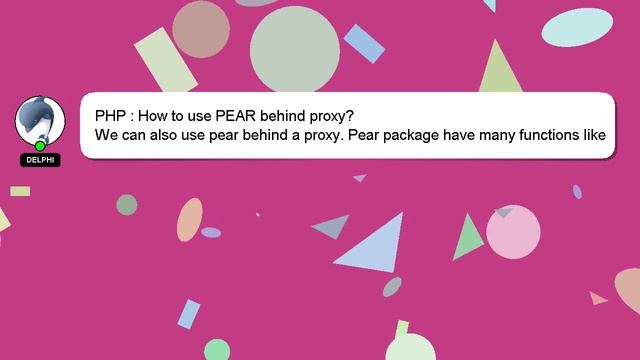 PHP : How to use PEAR behind proxy? смотреть онлайн