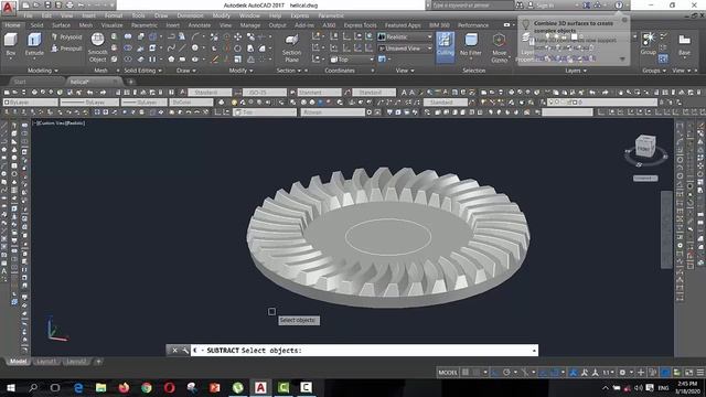 AutoCAD 3D Modeling tutorial | How to make Helical Gear in AutoCad 2017 смотреть онлайн