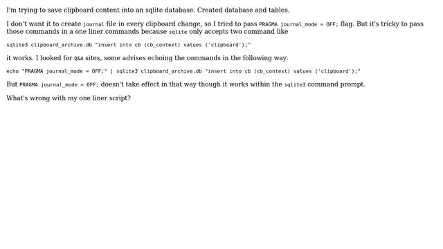 Unix & Linux: How to pass multiple commands to sqlite3 in a one liner shell command? смотреть онлайн