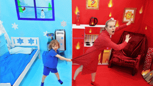 Тёма и Паша и Челлендж горячее против холодного с мамой