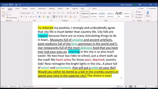 Conclusion: City life vs Country life Persuasive Writing смотреть онлайн