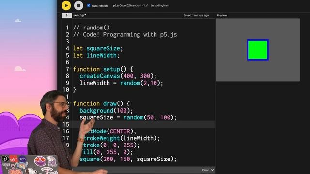 2.4: random() Function - p5.js Tutorial смотреть онлайн