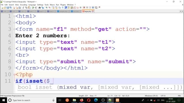 Largest of two numbers in PHP смотреть онлайн