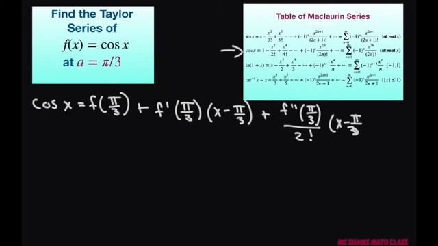 Find the Taylor series of f(x) = cos x centered at a = pi/3. смотреть онлайн