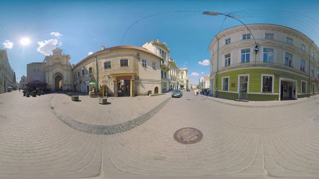 Vilnius Lithuania VR 360 travel video. Старый город в Вильнюсе, Литва, панорама. смотреть онлайн