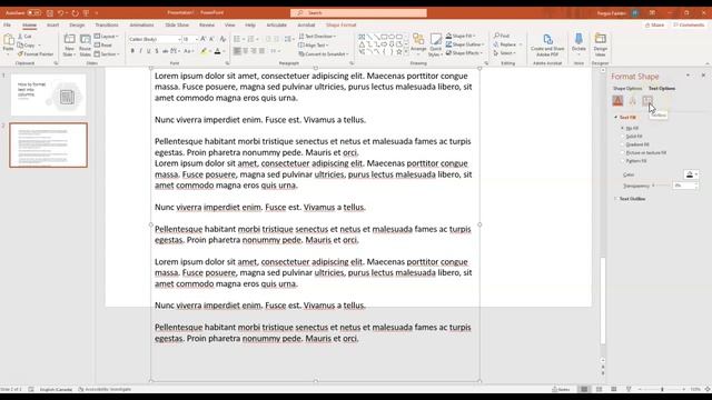 Microsoft PowerPoint | How to format text into columns смотреть онлайн