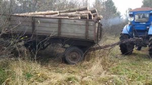 ОФФРОАД Т 40АМ Работа в лесу Перевозка дров с телегой в болоте | тюнинг | Застрял | Груженый лесом